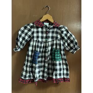 Vintage Kate Greenaway Girl’s Size 2 Plaid Flannel Dress USA Cotton Circa 80s